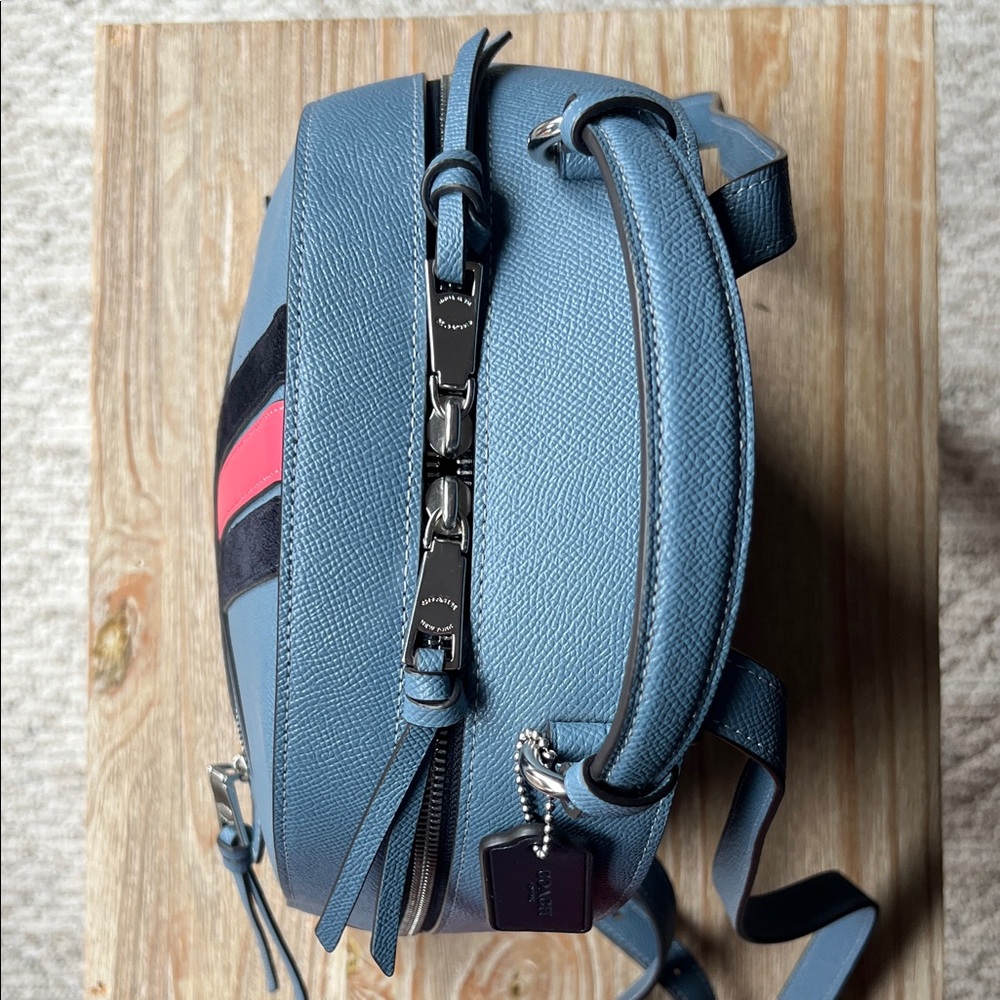 Coach Blue Backpack with Racer Stripes - Picture 7 of 9